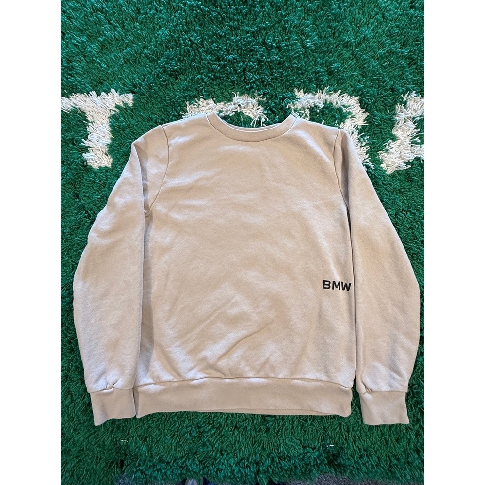 BMW Goods with Freude Sweatshirt Mens S Beige Excellent French Terry Crewneck